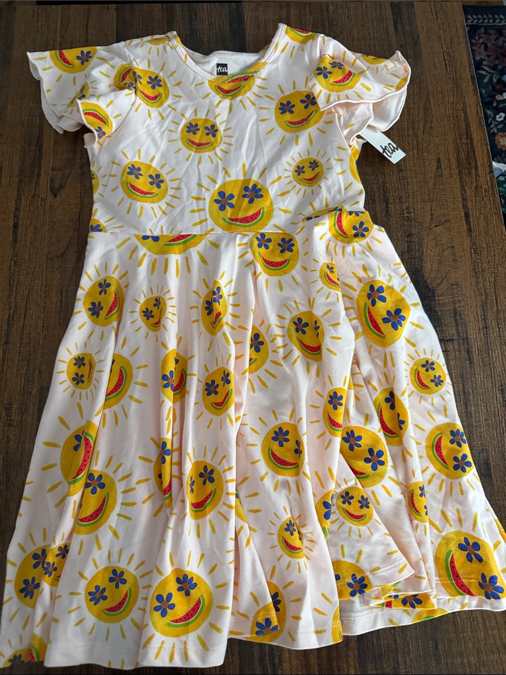 Tea Collection Yellow Sunprint Flutter Sleeve Dress